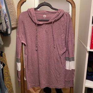 SO purple long sleeve top with hoodie